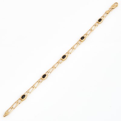 Lot 189 - Gold and Stone Flexible Bracelet, 14K 3 dwt. all
