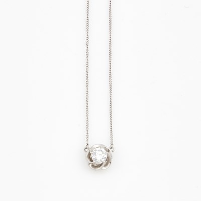Lot 200 - Diamond Solitaire Necklace about 0.95 cts., Platinum 2 dwt. with 14K clasp