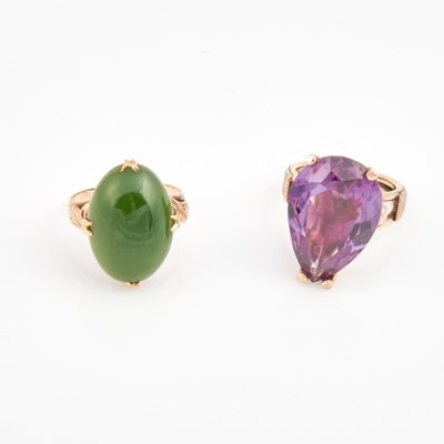 Lot 203 - Two Gold and Stone Rings, 14K 6 dwt. all