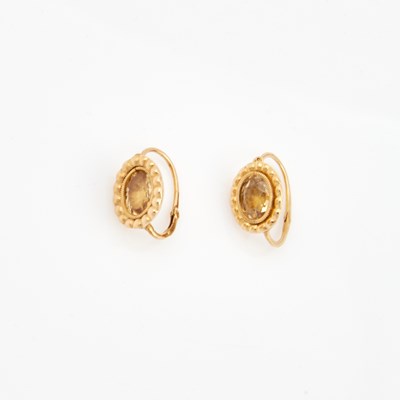 Lot 204 - Two Gold and Stone Earrings, 18K 2 dwt. all
