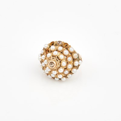 Lot 205 - Gold and Bead Ring, 10K 5 dwt. all, beads missing