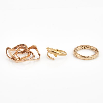 Lot 216 - Three Gold Rings, 14K 6 dwt.