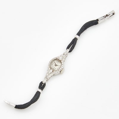 Lot 217 - Ladys Diamond Wrist Watch, 32 diamonds, 17 Jewels, Platinum