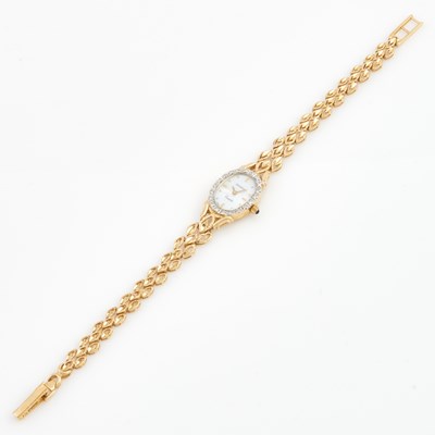 Lot 237 - Ladys Diamond and Stone Bracelet Watch, Geneve, Quartz, 14K 9 dwt. all