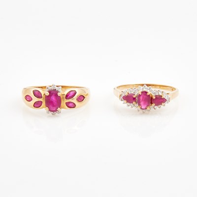 Lot 239 - Two Diamond and Stone Rings, 14K 4 dwt. all