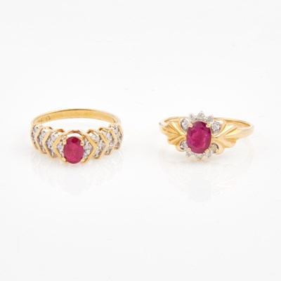 Lot 243 - Two Diamond and Stone Rings, 14K 4 dwt. all
