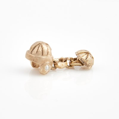Lot 265 - Diamond Cuff Link, 2 diamonds, 18K 14 dwt.