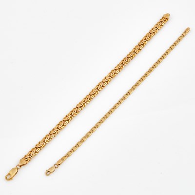 Lot 274 - Two Gold Flexible Bracelets, 14K 11 dwt.