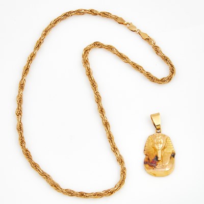 Lot 276 - Gold Pendant and Neck Chain, 14K 8 dwt., damaged