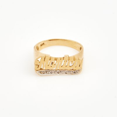 Lot 283 - Gold Name Ring, 14K 4 dwt.