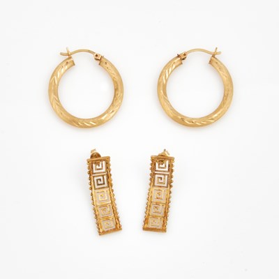 Lot 285 - Four Gold Earrings, 14K 4 dwt.