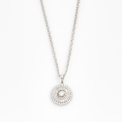 Lot 297 - Diamond Pendant, 69 diamonds about 1.25 cts., and Gold Neck Chain, 18K and 14K 4 dwt. all