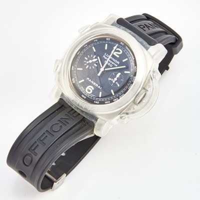 Lot 299 - Mans Metal Wrist Watch, 31 Jewels, Panerai Luminor Rattrapante 1950, 44mm with box
