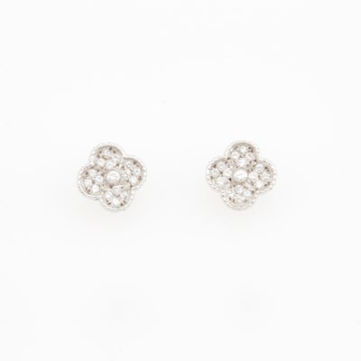 Lot 311 - Two Diamond Earrings, 34 diamonds about 0.60 ct., 18K 4 dwt.