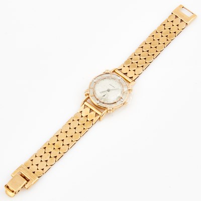 Lot 315 - Mans Gold Bracelet Watch, 17 Jewels, Longines, 14K 30 dwt. all