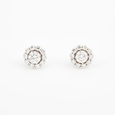Lot 337 - Two Diamond Earrings and Two Jackets, 22 diamonds, 2 stones about 2.50 cts., 20 stones about        1.75 cts., 18K and 14K 3 dwt. all