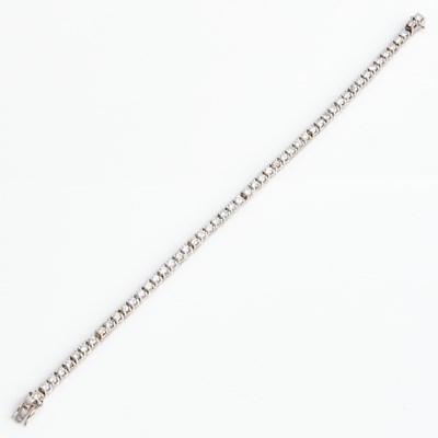 Lot 346 - Diamond Tennis Bracelet, 53 diamonds about 4.25 cts., 14K 7 dwt.
