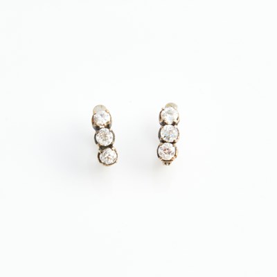 Lot 354 - Two Diamond Earrings, 6 diamonds about 1.50 cts., 10K 1 dwt., stones damaged
