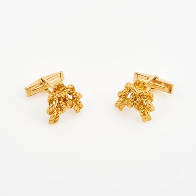 Lot 356 - Two Gold Cuff Links, 18K and 14K 12 dwt. all
