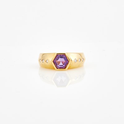 Lot 357 - Diamond and Stone Ring, 14K 2 dwt. all