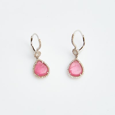 Lot 368 - Two Diamond and Stone Earrings, 18K 2 dwt. all