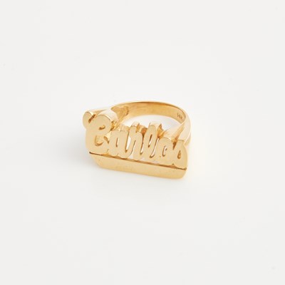 Lot 398 - Gold Name Ring, 14K 5 dwt.