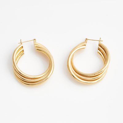 Lot 400 - Two Gold Earrings, 14K 4 dwt.