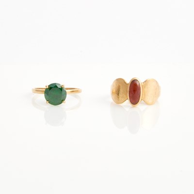 Lot 404 - Two Gold and Stone Rings, 14K 3 dwt. all