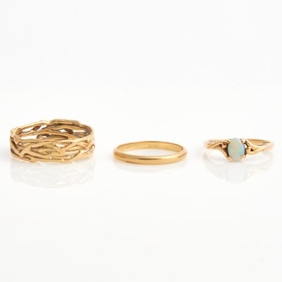 Lot 406 - Three Gold and Stone Rings, 14K 5 dwt. all