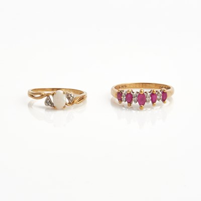 Lot 411 - Two Diamond and Stone Rings, 10K 2 dwt. all