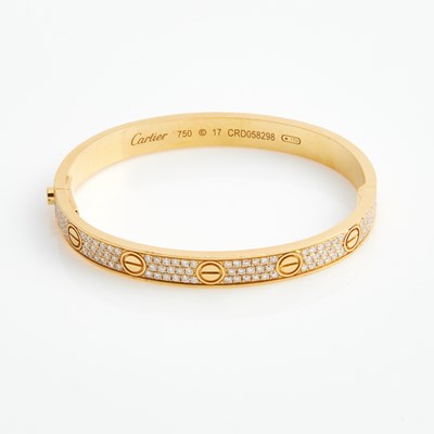 Lot 414 - Diamond Rigid Bracelet, 203 diamonds about 3.50 cts., 18K 23 dwt. all