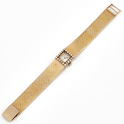 Lot 417 - Ladys Diamond Bracelet Watch, 20 diamonds about 0.35 ct., 17 Jewels, Paul Raynard, 18K 27 dwt. all