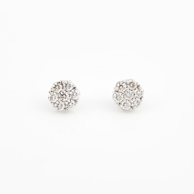 Lot 423 - Two Diamond Earrings, 14 diamonds about 3.25 cts., 14K 3 dwt.