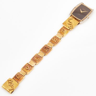 Lot 429 - Mans Diamond Bracelet Watch, Bulova, Quartz, 10K 34 dwt. all