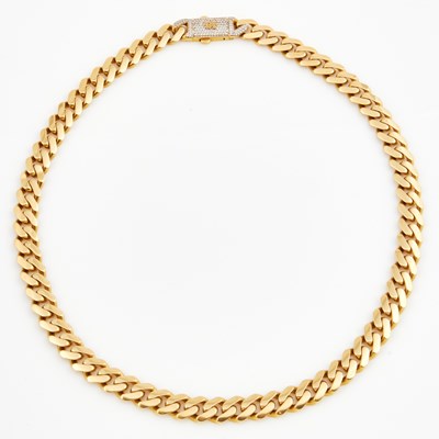 Lot 455 - Gold and Stone Neck Chain, 14K 26 dwt. all