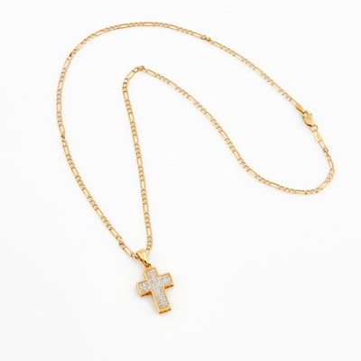 Lot 465 - Diamond Pendant and Gold Neck Chain, 14K 3 dwt.