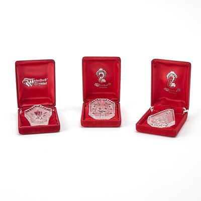 Lot 3360 - Three Waterford Crystal Annual Christmas Tree Ornaments