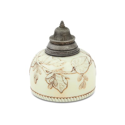 Lot 3119 - Thomas Webb & Sons Metal-Mounted "Old Ivory" Glass Inkstand