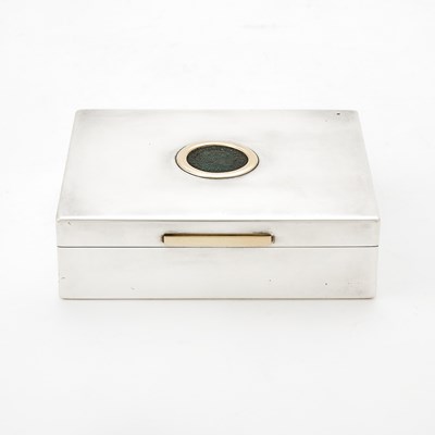 Lot 298 - Bulgari Sterling Silver Cigarette Box Inset with Roman Coin