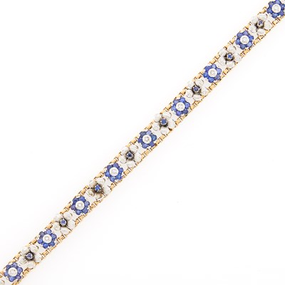 Lot 1012 - Two-Color Gold, Sapphire and Diamond Bracelet