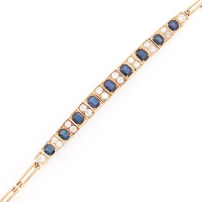 Lot 1194 - Gold, Sapphire and Diamond Bracelet