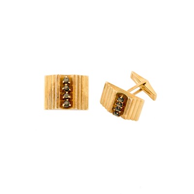 Lot 1236 - Pair of Gold and Black Star Sapphire Cufflinks