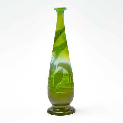 Lot 215 - Gallé Art Nouveau Acid-Etched Cameo Glass Bud Vase