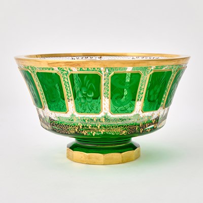 Lot 3266 - Bohemian Gilt Decorated Cut and Wheel-Engraved Glass Bowl