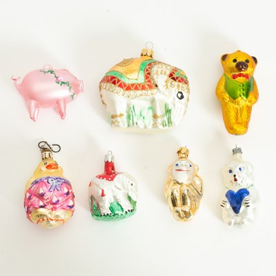 Lot 393 - Group of Seven Animal Form Glass Ornaments