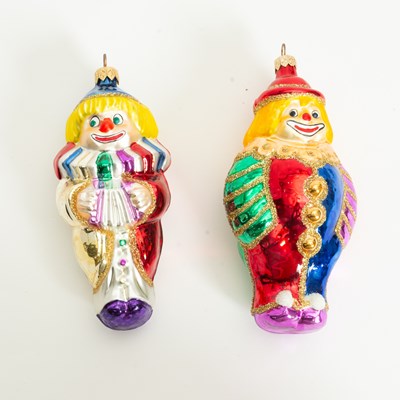 Lot 392 - Pair of Glass Clown Ornaments