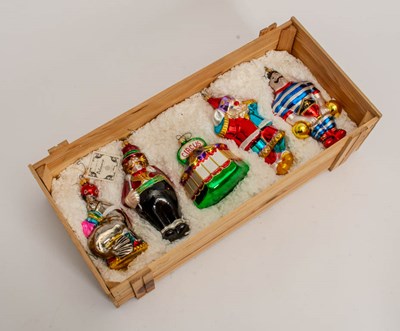Lot 1 - Group of Five Polonaise Circus Theme Glass Ornaments