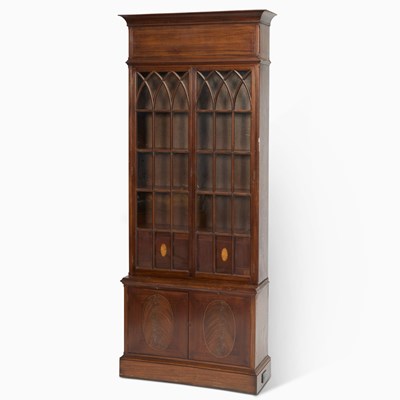 Lot 474 - Large George III Style Neo-Gothic Mahogany Bookcase
