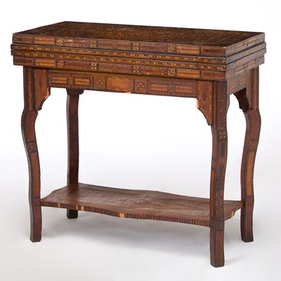 Lot 161 - Syrian Bone Inlaid Walnut Games Table