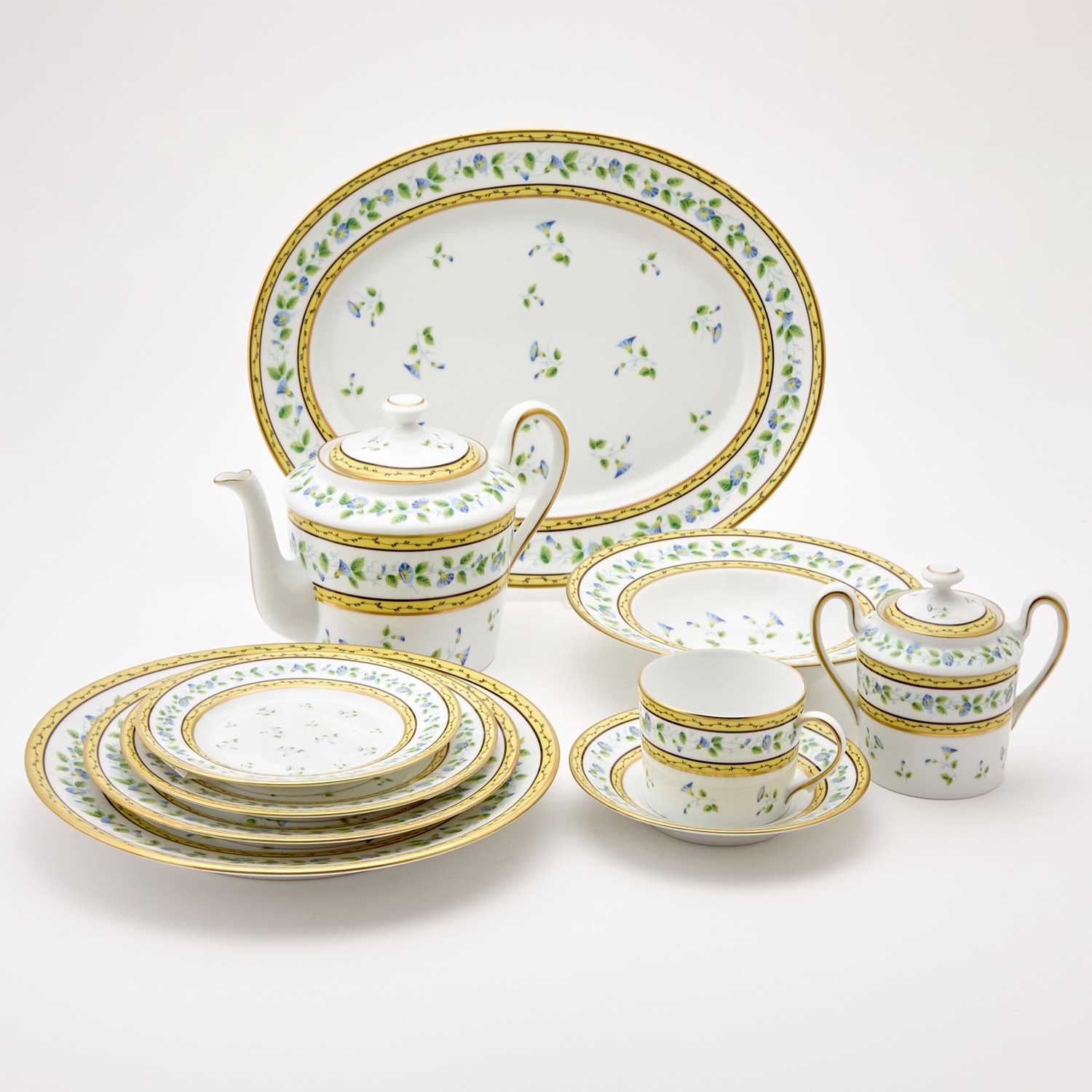 Lot 329 - Raynaud Porcelain “Morning Glory” Part Dinner Service